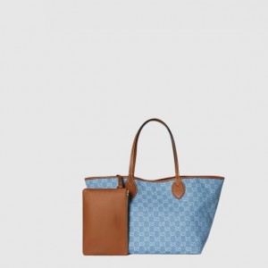 Gucci 가죽 트림 데님 미디엄 토트백 837190