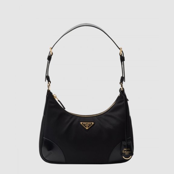 Prada 2005 리나일론 및 브러쉬드 가죽 숄더백 1BC214