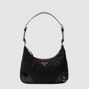 Prada 2005 리나일론 및 브러쉬드 가죽 숄더백 1BC214