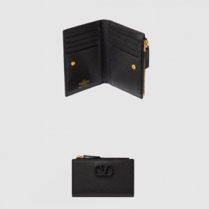 발렌티노 카프스킨 지퍼 카드 케이스