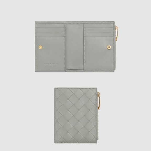 보테가베네타 스몰 인트레치아토 폴더형 지퍼 지갑 742330
