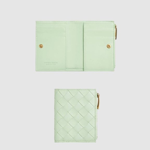 보테가베네타  스몰 인트레치아토 폴더형 지퍼 지갑 742330