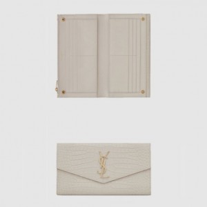 생로랑 업타운 크로커 엠보 광택 가죽 라지갑 582124