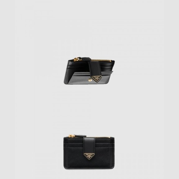 프라다 사피아노 및 가죽 카드 지갑 1MC038