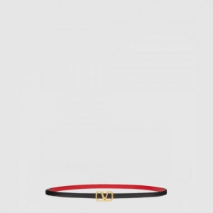 발렌티노 브이로그 시그니처 유광 송아지 가죽 양면 벨트