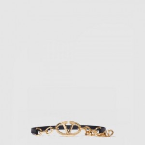 발렌티노 브이로그 광택 소가죽 체인벨트