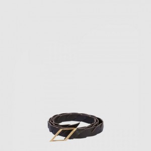 보테가베네타 땋은 송아지 가죽 벨트 620106