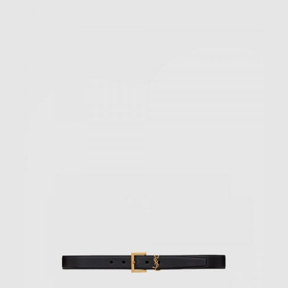 생로랑 부드러운 가죽 소재의 스퀘어 버클 모노그램 벨트 634437