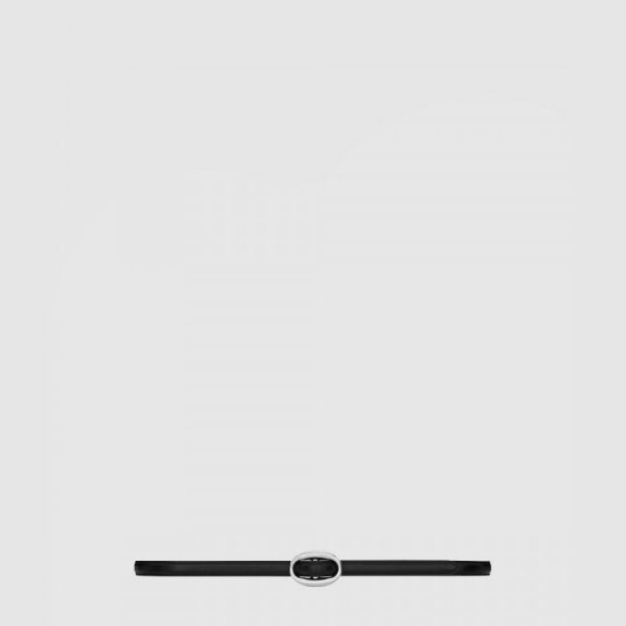 생로랑 부드러운 가죽 소재의 타원형 버클 슬림 벨트 756409