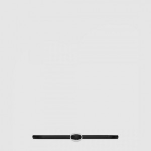 생로랑 부드러운 가죽 소재의 타원형 버클 슬림 벨트 756409