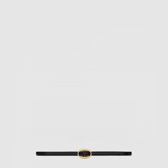 생로랑 부드러운 가죽 소재의 타원형 버클 슬림 벨트 756409