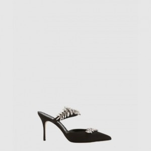 마놀로블라닉 루럼 새틴 크리스탈 뮬