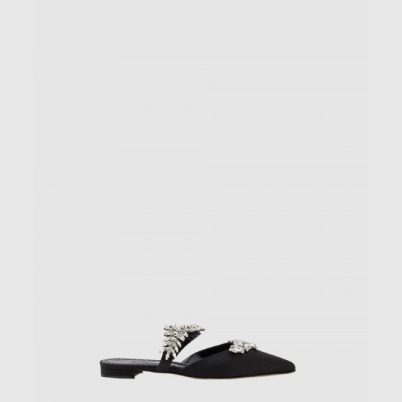 마놀로블라닉 새틴 주얼 버클 뮬