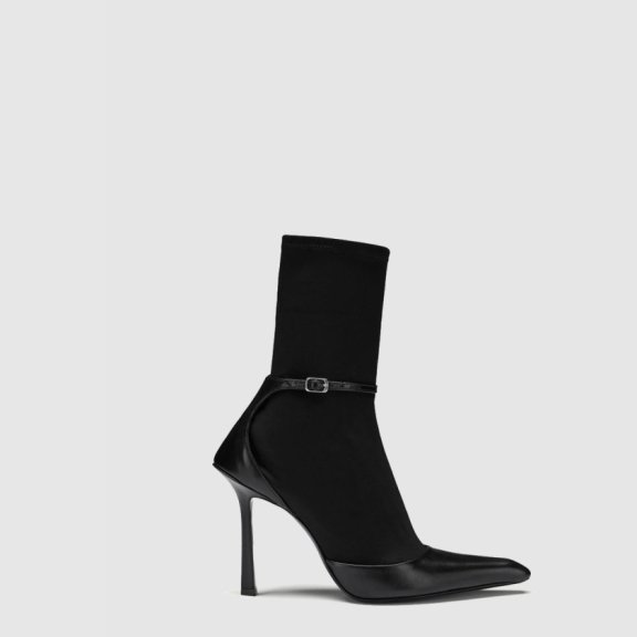 알렉산더맥퀸 가죽 패널 하이힐 앵클 부츠 30322B