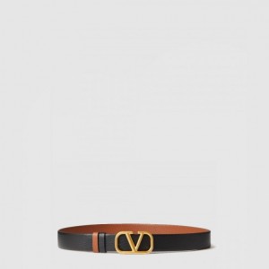 Valentino 엘크프린팅 송아지 가죽 양면벨트