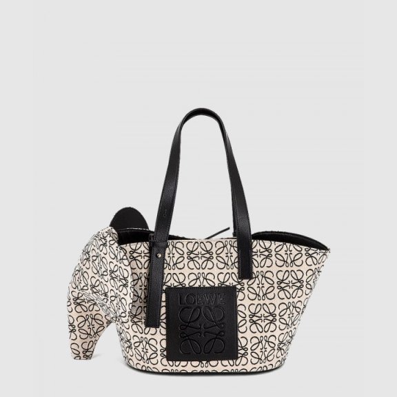 Loewe T 토트백 카프스킨 & 애너그램 자카드