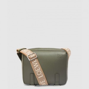 Loewe XS 밀리터리 메신저 백 유연한 스무스 카프스킨 & 자카드