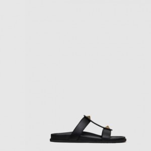 발렌티노 로만 스터드 송아지 가죽 슬라이드 샌들