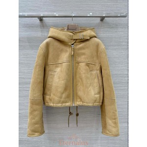 에르메스 25FW 무통 부클레 후드 무스탕 34 블랑꼬끼유 5HA1345