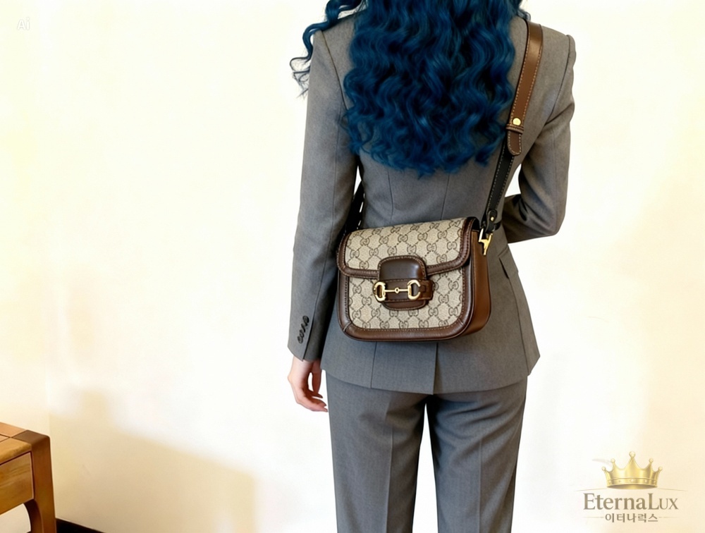 구찌 658574 GG 수프림 캔버스 홀스빗 1955 미니 숄더/크로스백